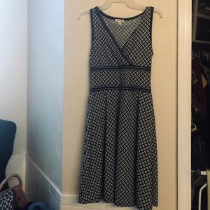 Casual black and blue flour print dress